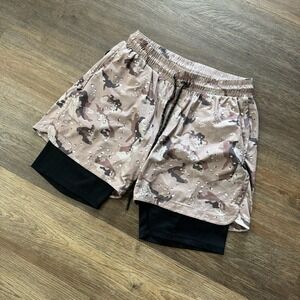 Savage Tacticians Shorts Mens Large Camo Shorts Black Lined Gym Running‎